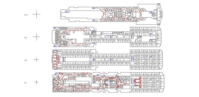 Evacuation analysis Spirit of Tasmania I and II by KNUD E. HANSEN drawing