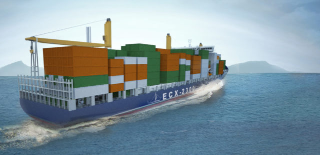 Geared Cellular Container Feeder Vessel ECX 2300 Design