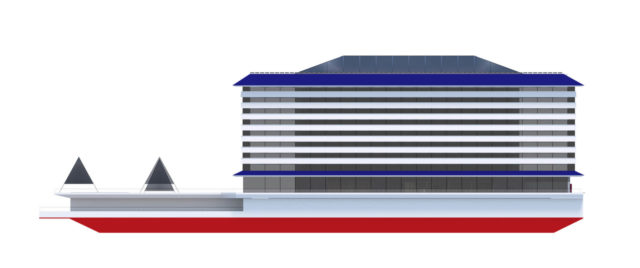 Tender design of Floating Hotel nine levels by KNUD E. HANSEN